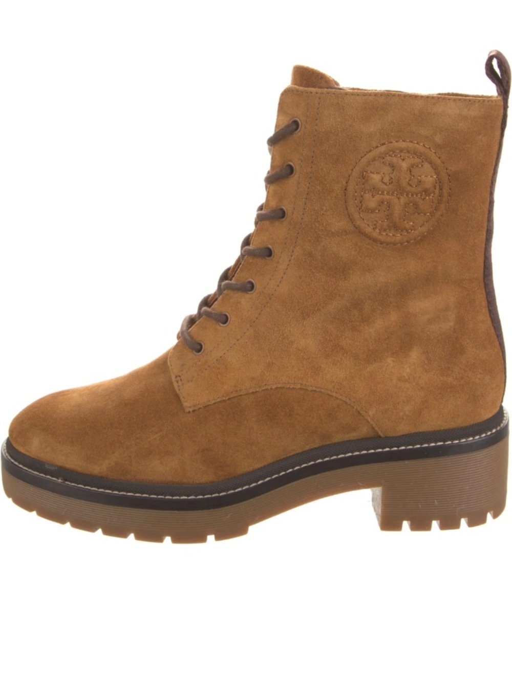 TORY BURCH Miller Suede Lug Sole Boot, Tan Brown
